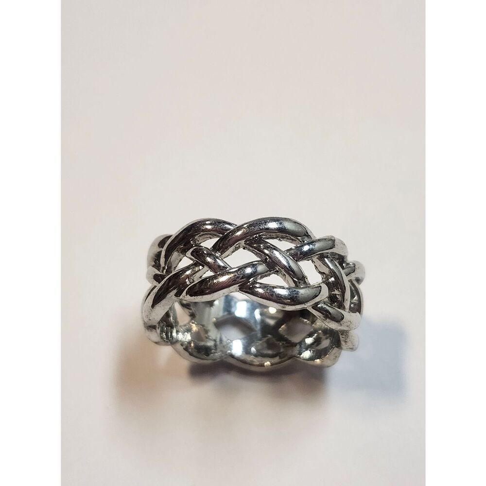 Silver Braided Knot Band Ring - Women's Stylish Fashion Ring Size 9.75